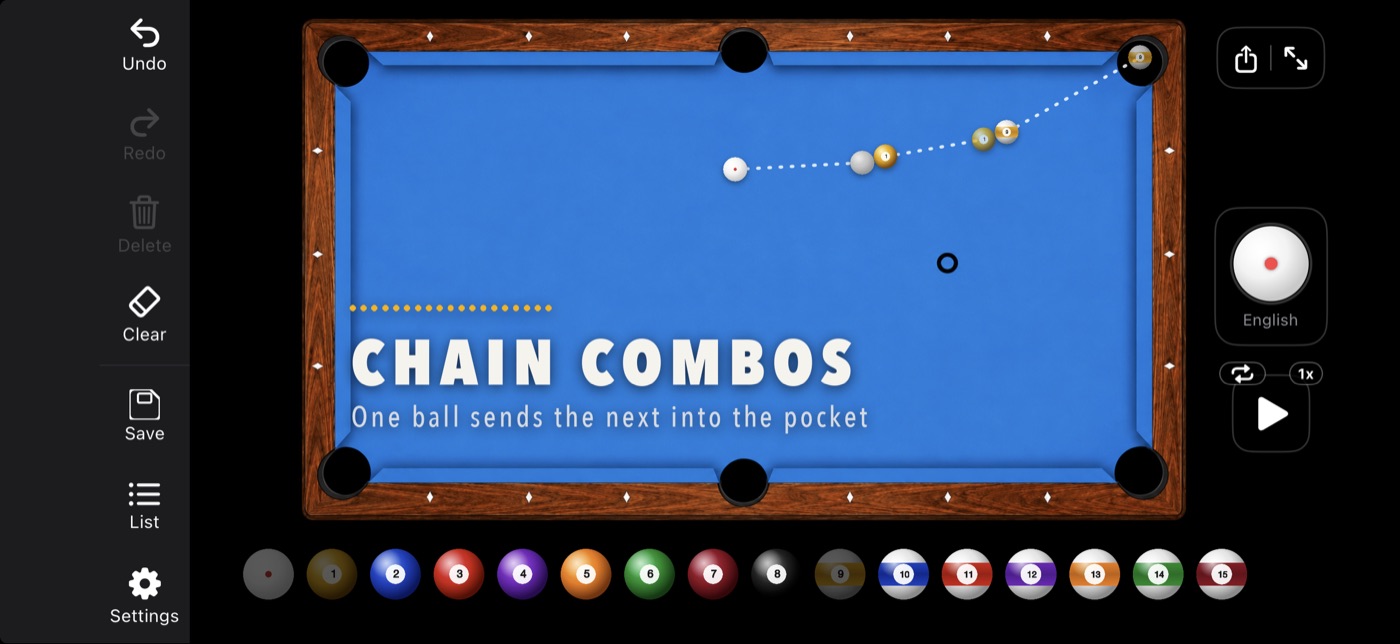 A combination where one ball sends the next into the pocket